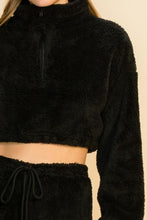 Load image into Gallery viewer, Zoe Black Teddy Crop Top Sweater

