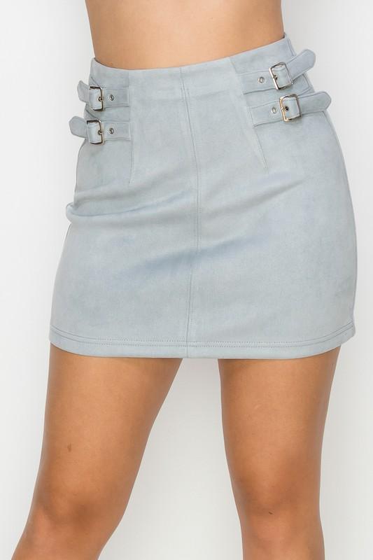 Savannah Blue Suede Mini Skirt
