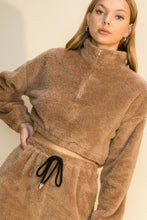 Load image into Gallery viewer, Zoe Mocha Teddy Crop Top Sweater

