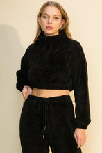 Load image into Gallery viewer, Zoe Black Teddy Crop Top Sweater
