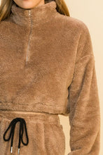 Load image into Gallery viewer, Zoe Mocha Teddy Crop Top Sweater

