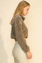 Load image into Gallery viewer, Zoe Olive Teddy Crop Top Sweater
