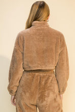 Load image into Gallery viewer, Zoe Mocha Teddy Crop Top Sweater
