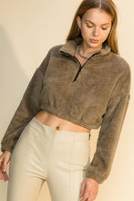 Load image into Gallery viewer, Zoe Olive Teddy Crop Top Sweater
