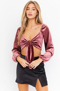 Jasmine Mauve Velvet Crop Top